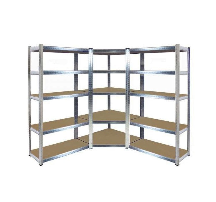 Boltless 5 Layer Corner Shelving / Racking Unit - 180 x 90 x 90 x 60cm