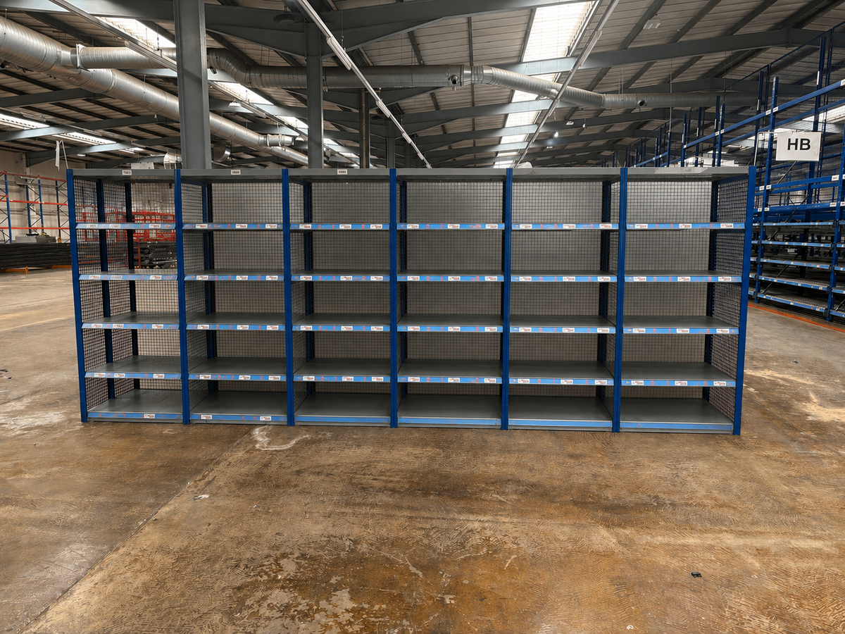Used Metal Shelving – 6 Bays Joined | 2000mm High x 5450mm Long x 400mm Deep