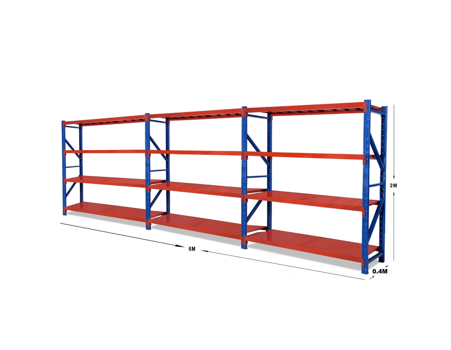 4 Tier Longspan Shelving Unit 2000 x 2000 x 400mm With Metal Shelves - 3 Bay Special Offer