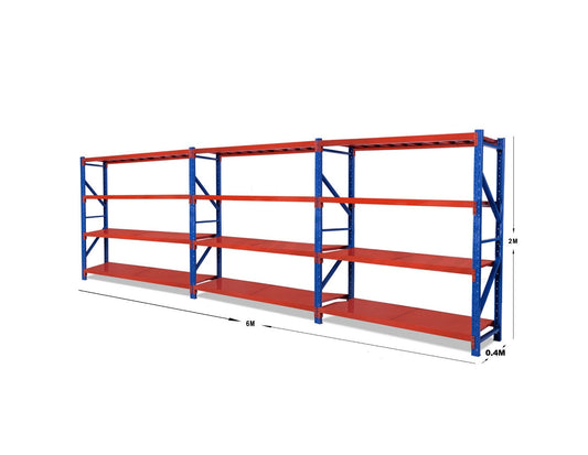 4 Tier Longspan Shelving Unit 2000 x 2000 x 400mm With Metal Shelves - 3 Bay Special Offer