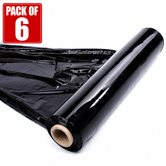 Heavy duty black pallet wrap 17 micron 400mm x 200m stretch film for securing pallets and cartons in warehouses