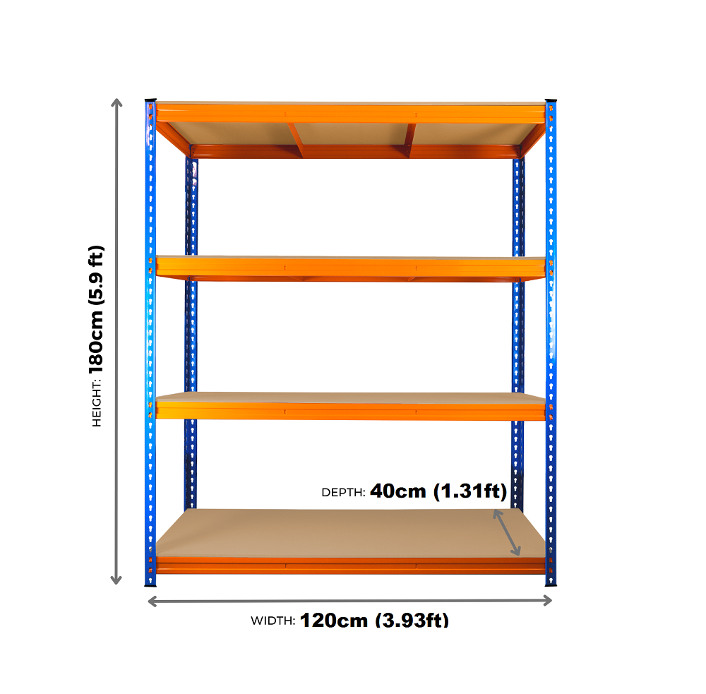 4 Tier Rivet Longspan Shelving 180 x 120 x 40cm - 3 Bay Special Offer