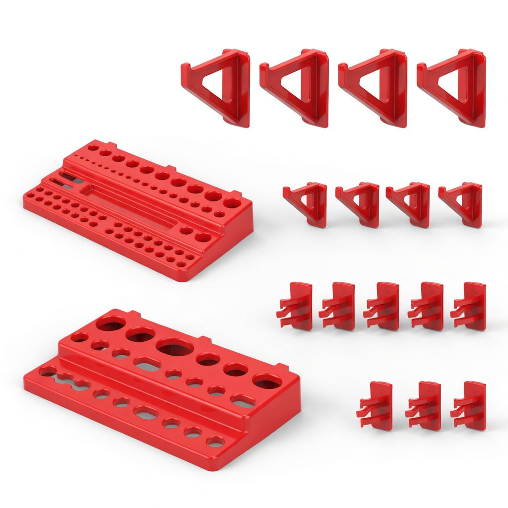 33pcs Wall Mounted Storage Bin Organiser Set With Holder + Hooks