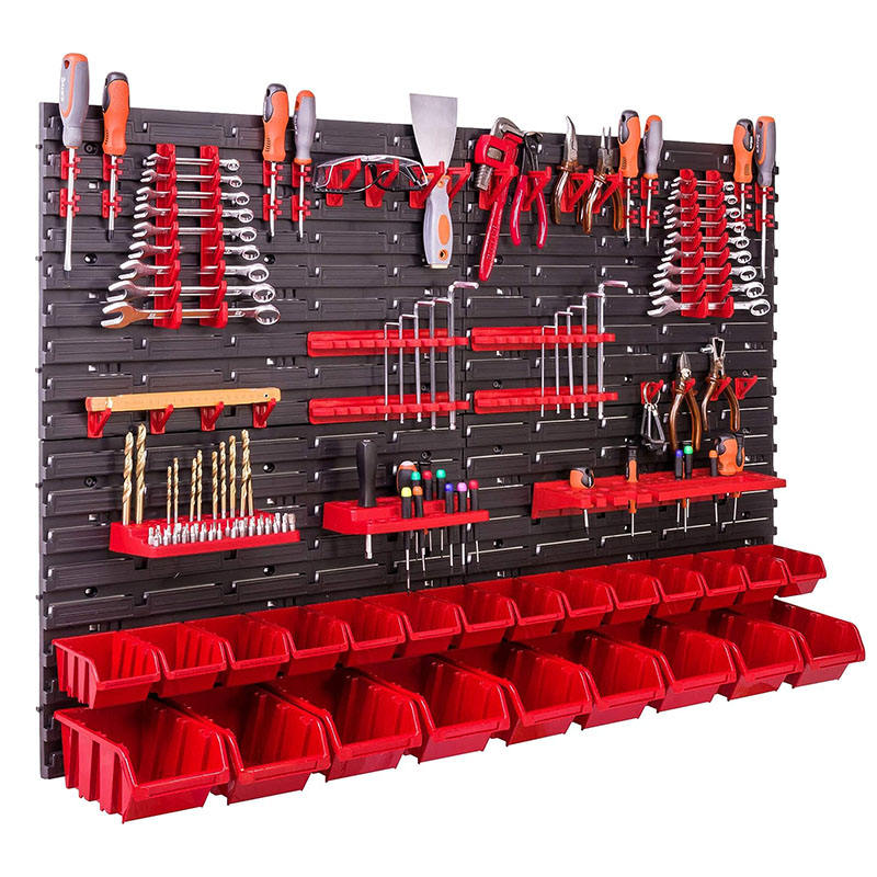 58pcs Wall Mounted Storage Bin Organiser Set With Holders + Hooks