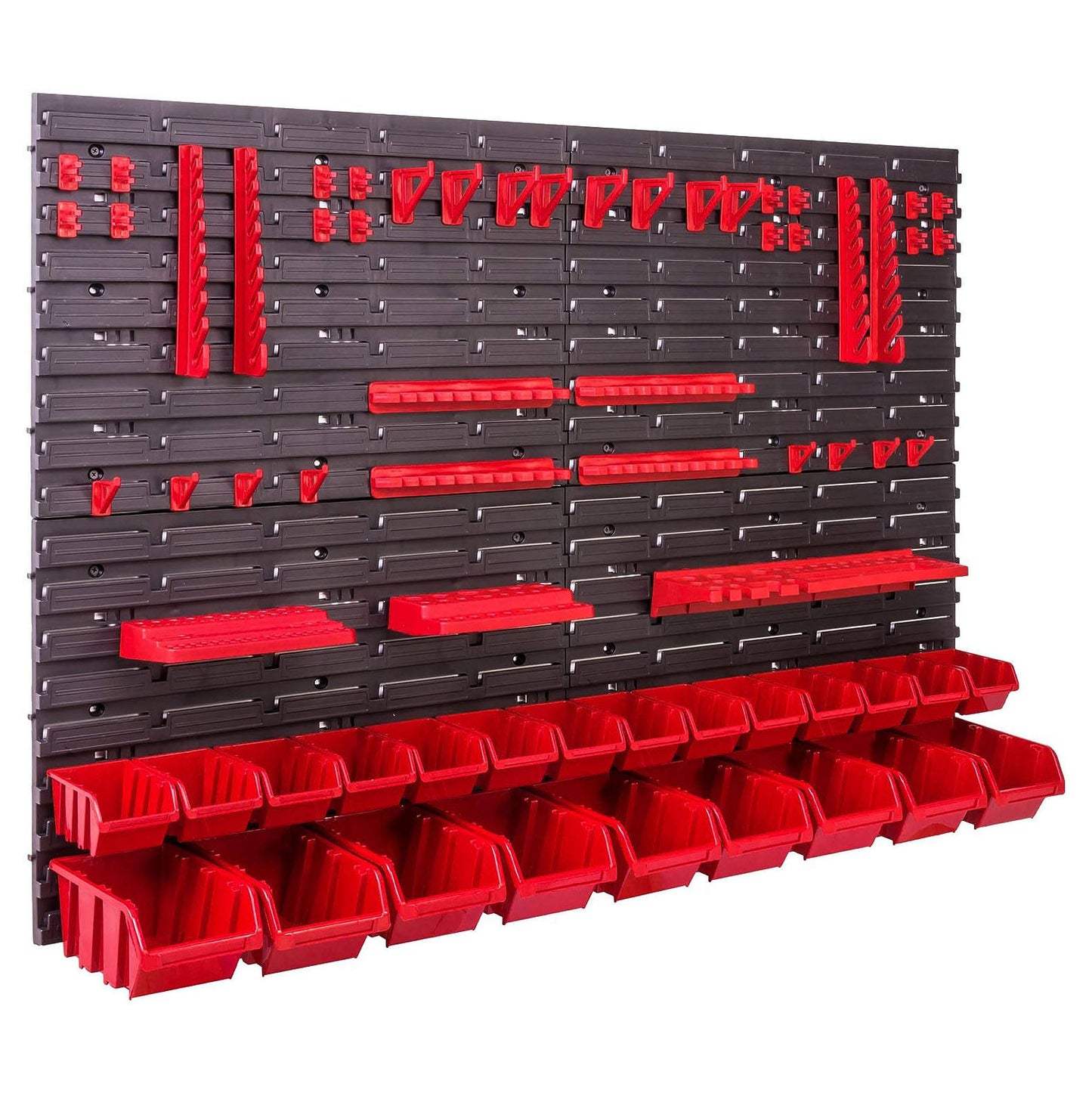 58pcs Wall Mounted Storage Bin Organiser Set With Holders + Hooks