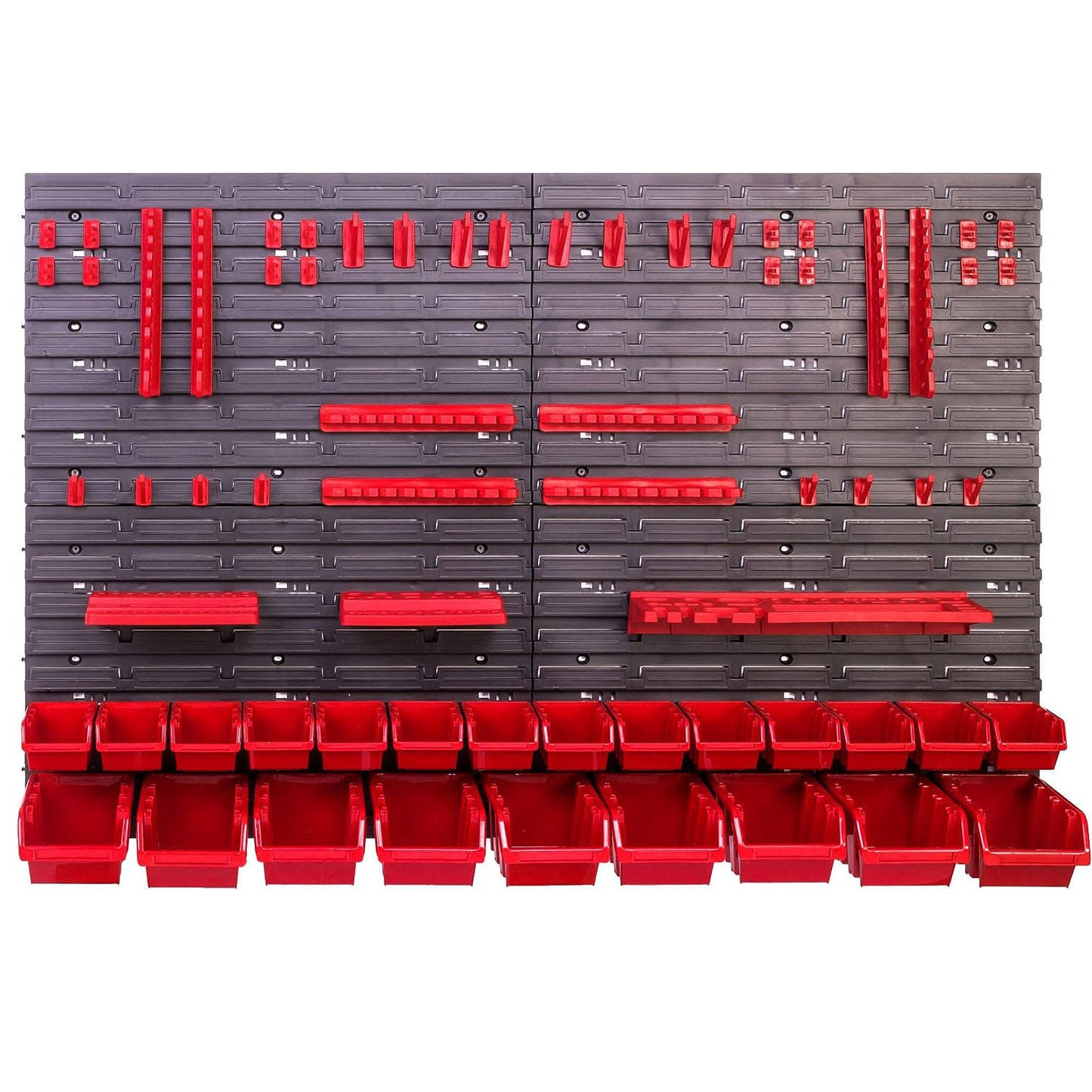 58pcs Wall Mounted Storage Bin Organiser Set With Holders + Hooks