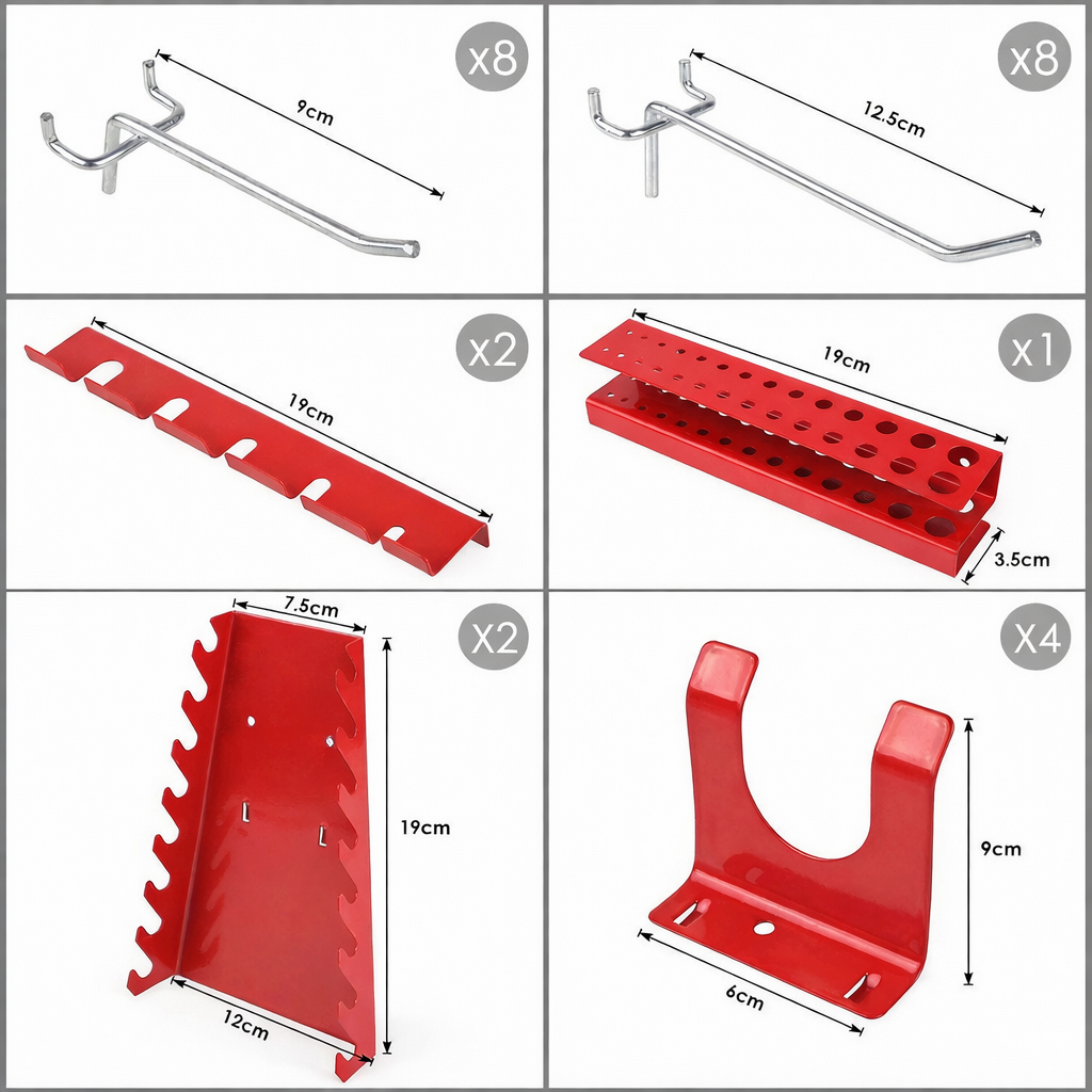 25pcs Metal Perforated Wall Mounted Tool Storage Organiser / Pegboard