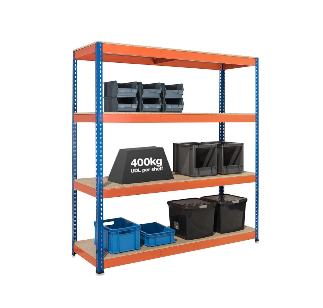 4 Tier Industrial Rivet Longspan Shelving - 180 x 120 x 40cm