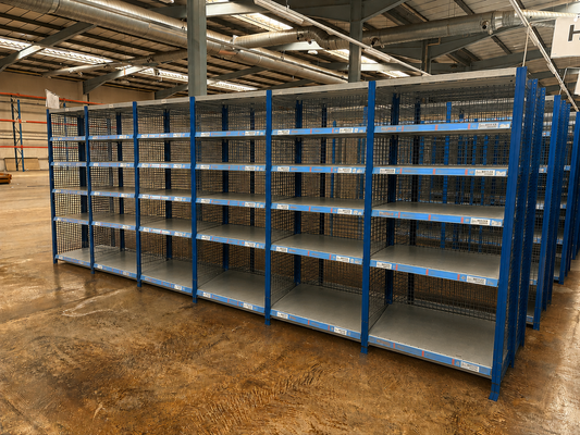 Used Metal Shelving – 6 Bays Joined | 2000mm High x 5450mm Long x 400mm Deep