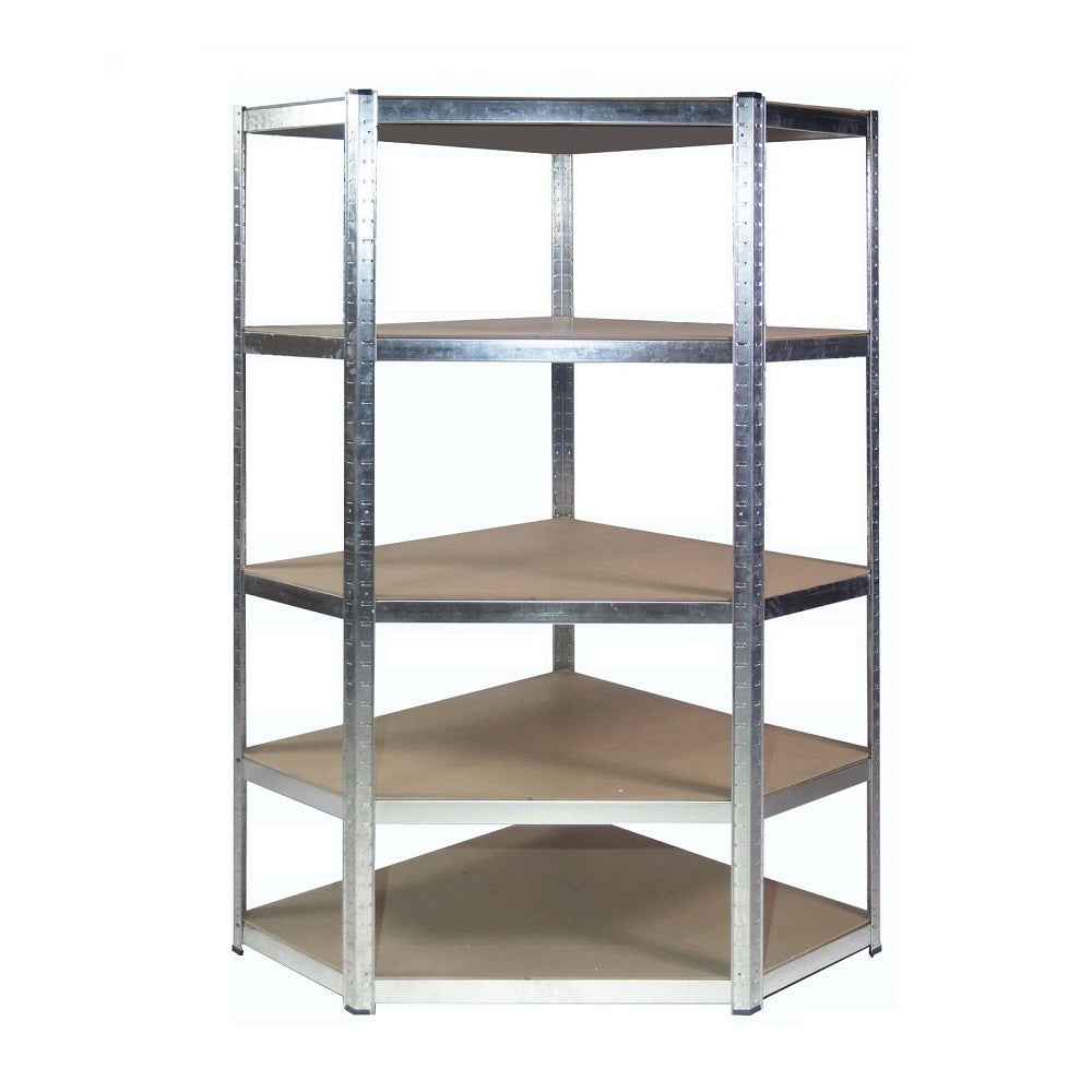 Boltless 5 Layer Shelving / Racking Corner Unit - 180 x 90 x 90 x 40cm