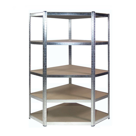 Boltless 5 Layer Shelving / Racking Corner Unit - 180 x 90 x 90 x 40cm