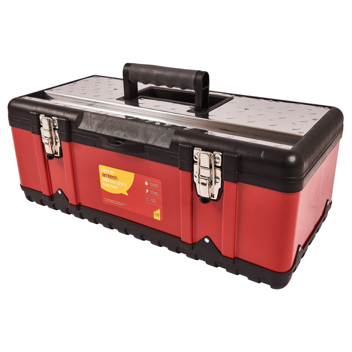 23″ Metal Tool Box With Removable Inner Tray