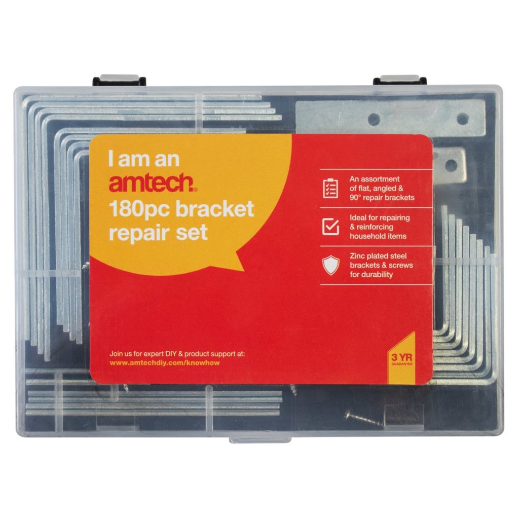 Bracket Repair Set 180pc Assorted Angle and Flat Brackets