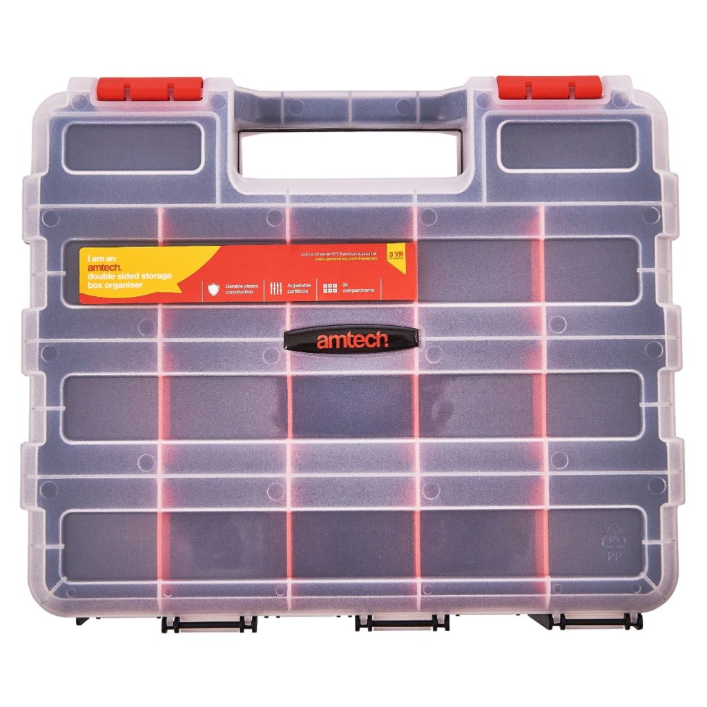 34 Section Double Sided Storage Box With Adjustable Partitions